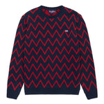 Navy and Red Zig-Zag Knitted Sweater