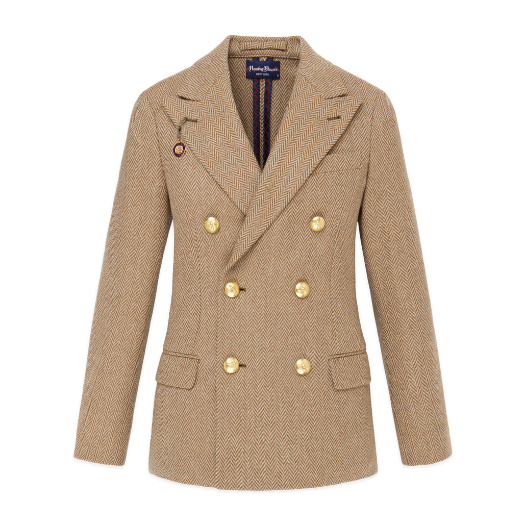 Women Suit Blazer Herringbone Pattern Woolen Coat Ladies Mid
